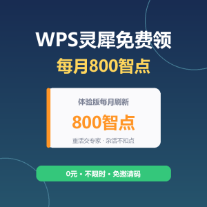 WPS灵犀免费领，每月800智点-美金梦